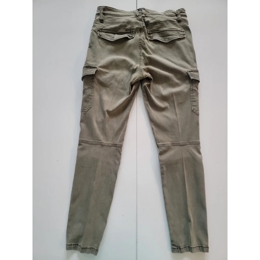 H&M LOGG Women Olive Green Skinny Cargo Pants Utility Slim Fit Size 10 0613666 9